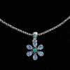 Sterling Silver Rainbow Moonstone & Turquoise Flower Necklace