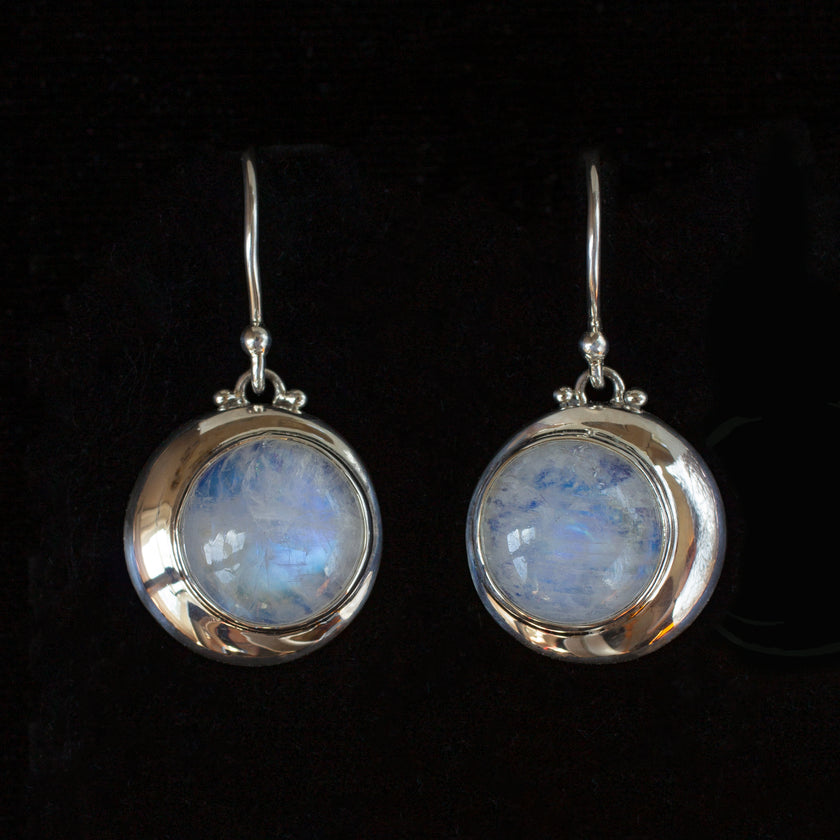 Crescent Moon Moonstone Earrings—ECLIPSE