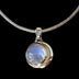 Sterling Silver Rainbow Moonstone Moon Necklace