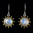 Sterling Silver & Gold Rainbow Moonstone Moon Earrings