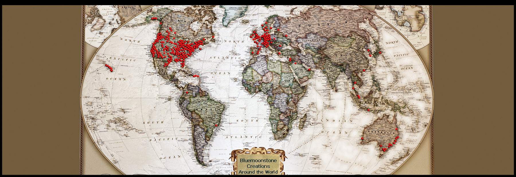 World Map of Bluemoonstone Creations customers