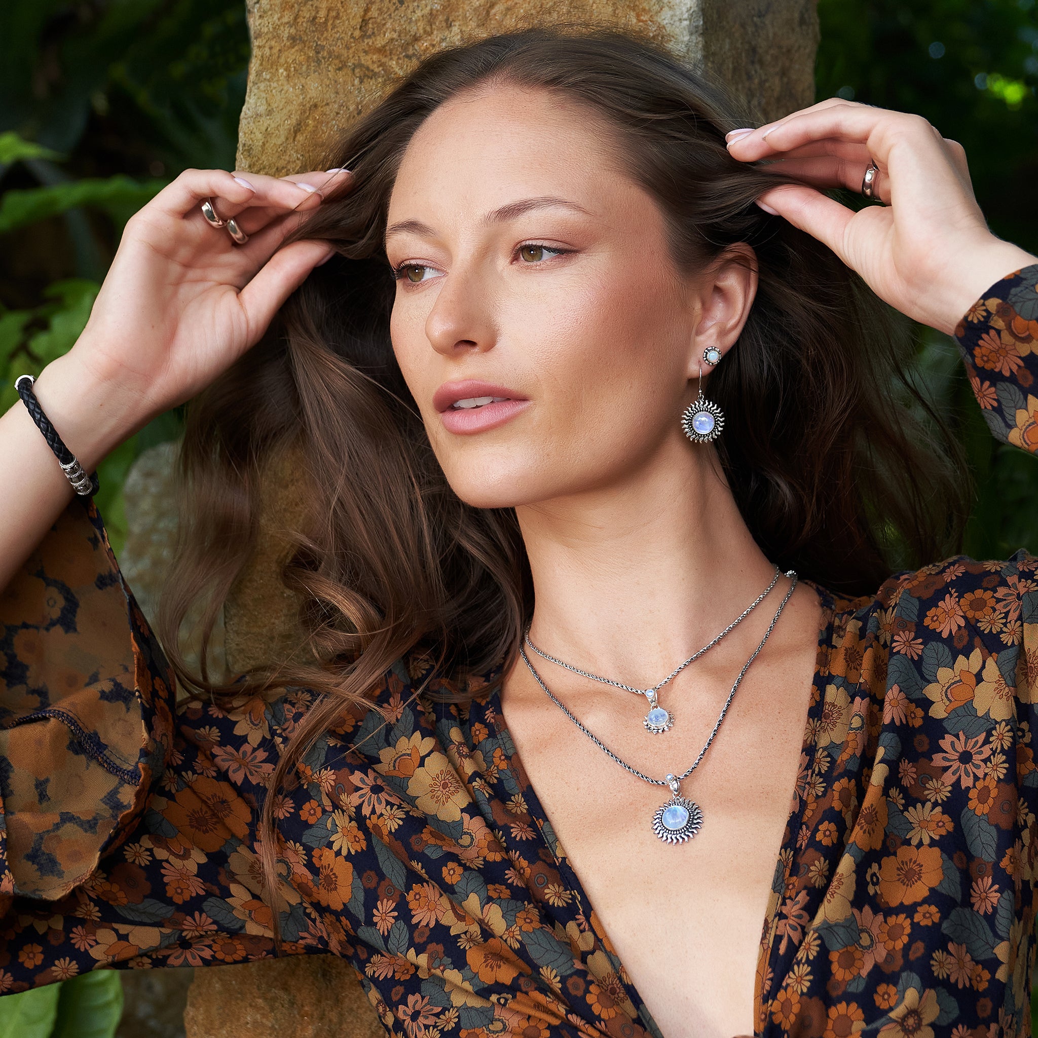 Sterling Silver Rainbow Moonstone Celestial Jewelry