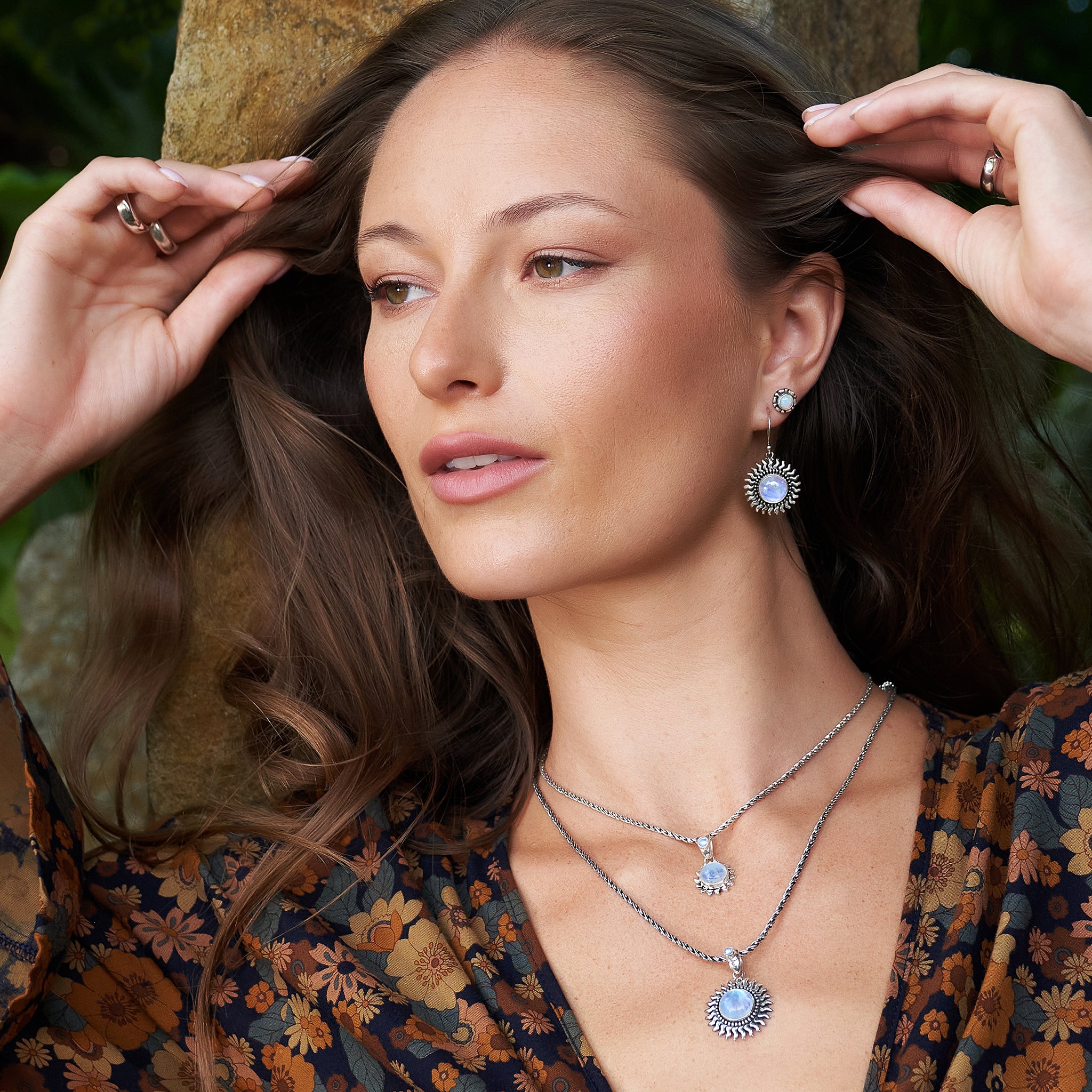 Sterling Silver Rainbow Moonstone Celestial Jewelry