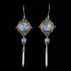 Sterling Silver & Gold Rainbow Moonstone Dangle Earrings