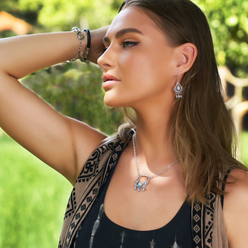 Sterling Silver Rainbow Moonstone & Opal Jewelry