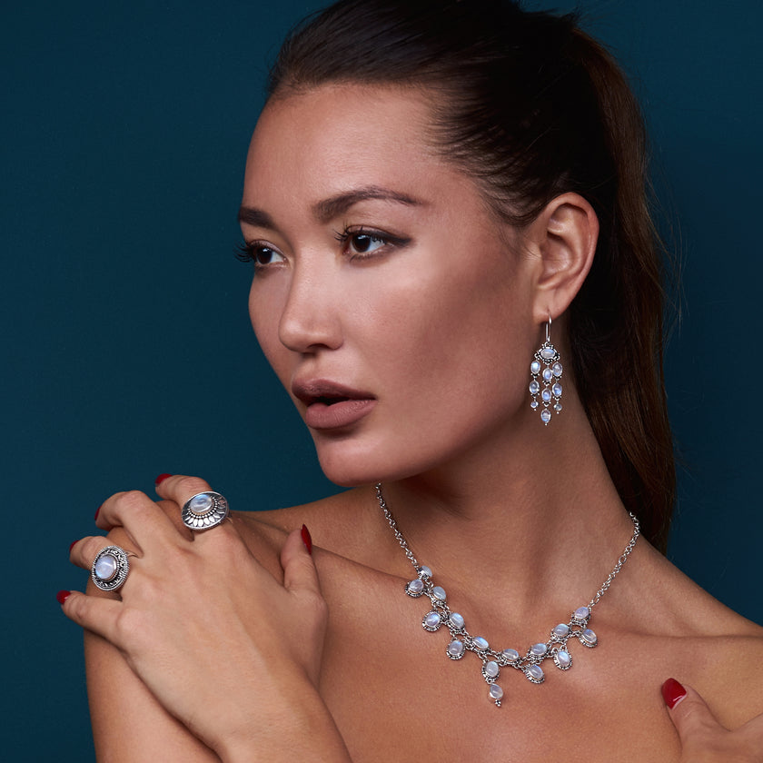 Sterling Silver Rainbow Moonstone Jewelry