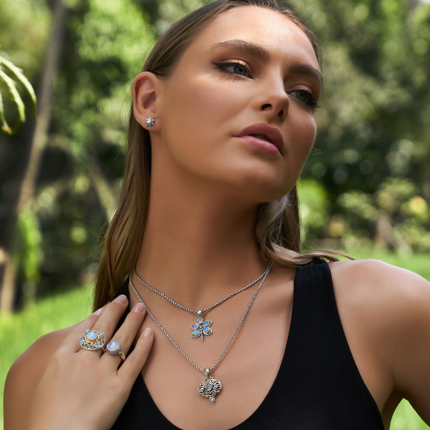 Rainbow Moonstone Ring—OPHELIA