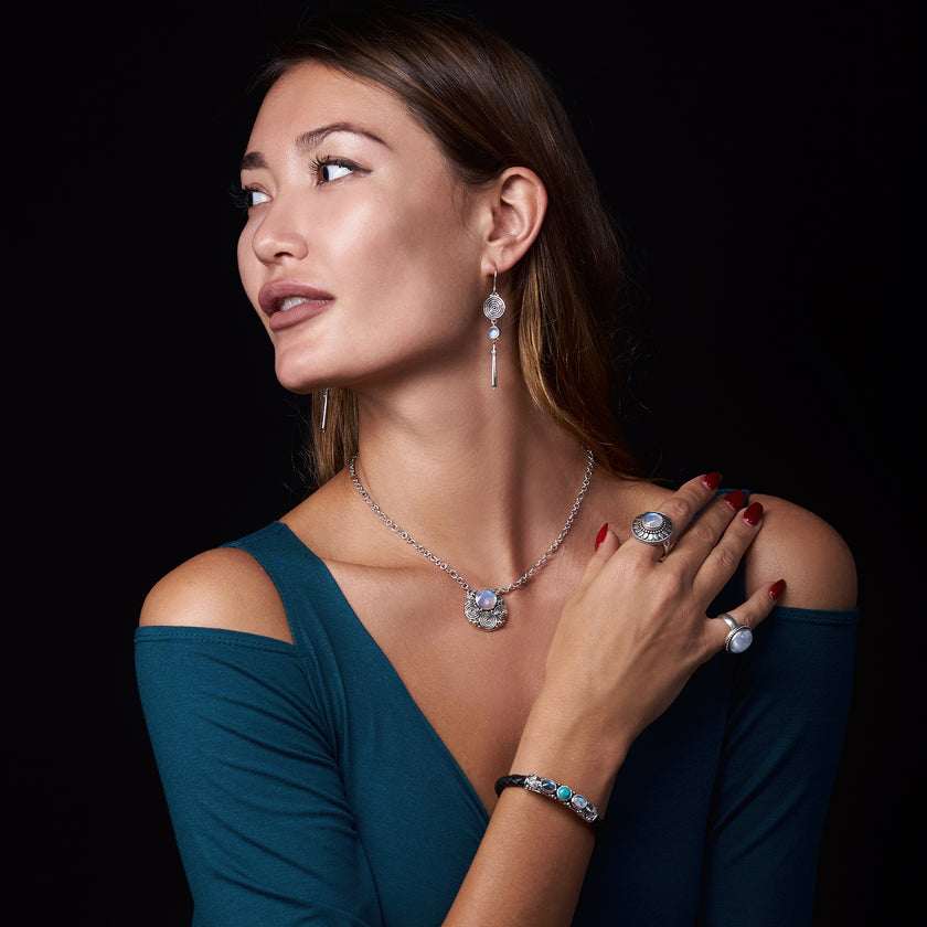 Silver Moonstone Sun Ring—SUNSHINE