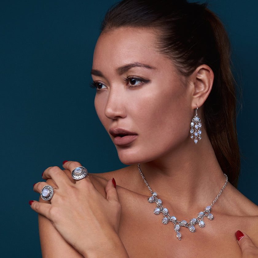 Sterling Silver Rainbow Moonstone Jewelry