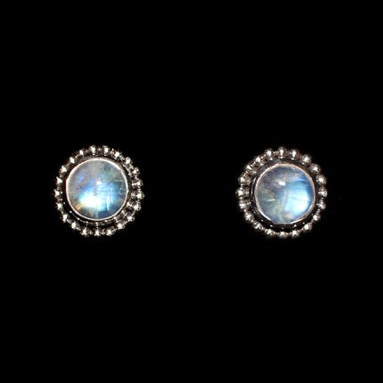 Sterling Silver Rainbow Moonstone Studs