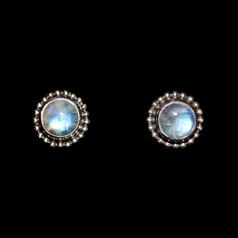 Sterling Silver Rainbow Moonstone Studs