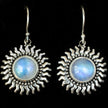 Sterling Silver Rainbow Moonstone Sun Earrings