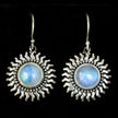 Sterling Silver Rainbow Moonstone Sun Earrings