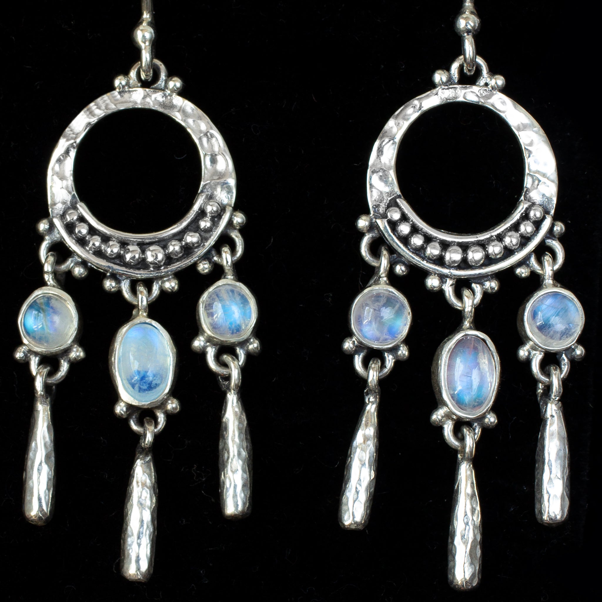 Sterling Silver Rainbow Moonstone Chandelier Earrings