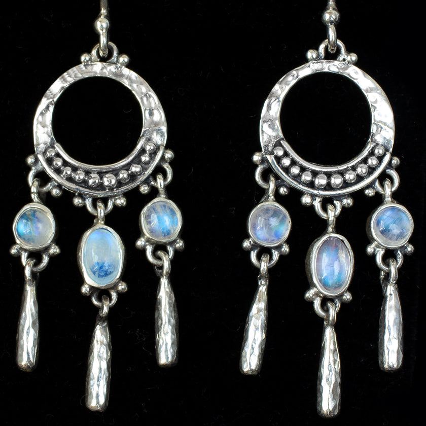 Sterling Silver Rainbow Moonstone Chandelier Earrings