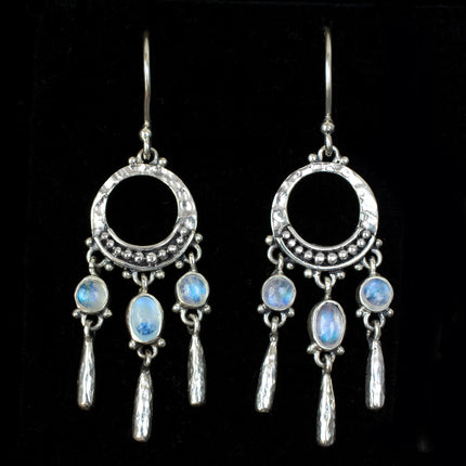 Sterling Silver Rainbow Moonstone Chandelier Earrings
