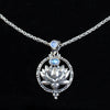 Sterling Silver Rainbow Moonstone Lotus Necklace
