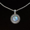 Sterling Silver Rainbow Moonstone Sun Necklace