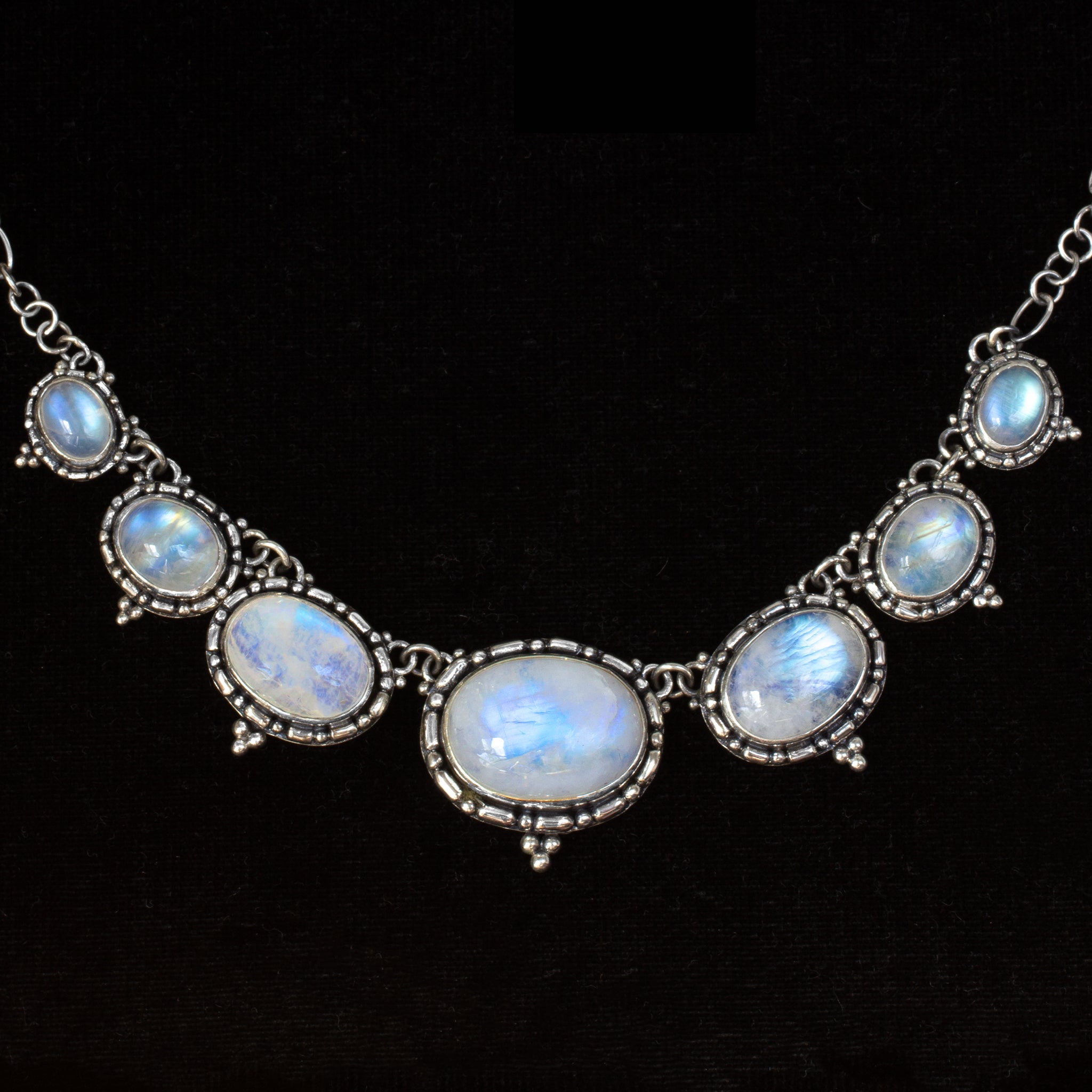 Sterling Silver Rainbow Moonstone Necklace