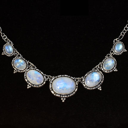 Sterling Silver Rainbow Moonstone Necklace