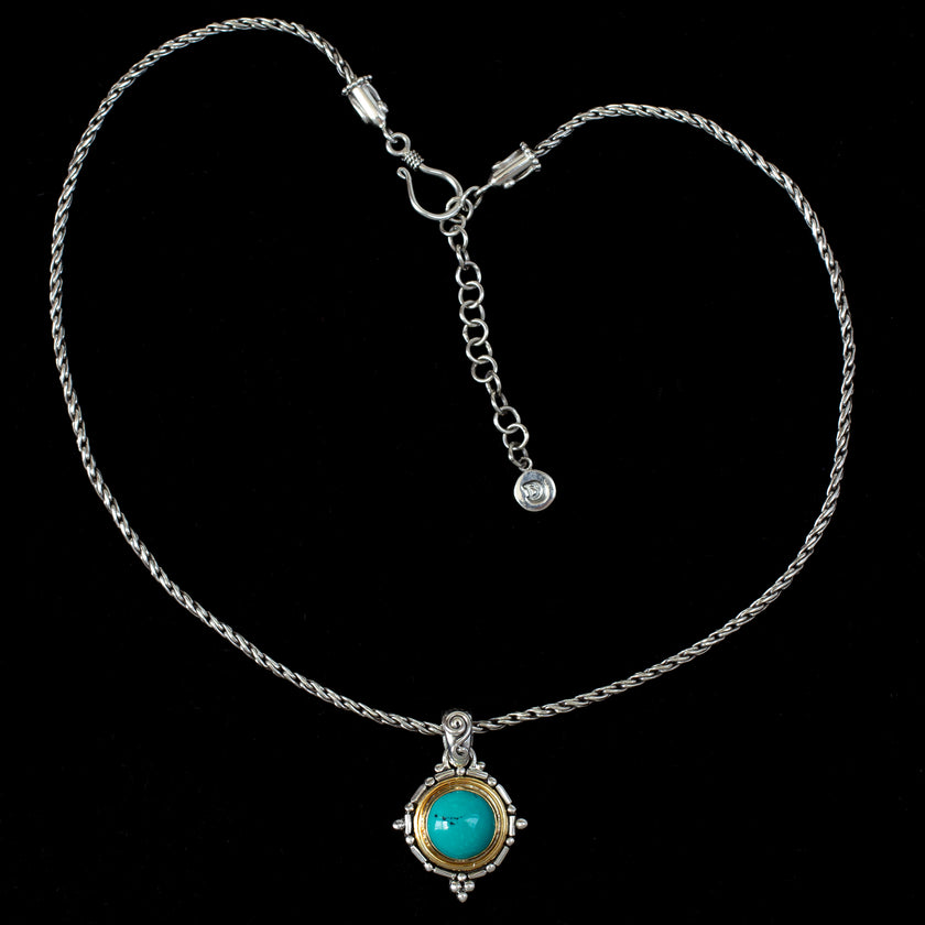 Sterling Silver & Gold Turquoise Necklace