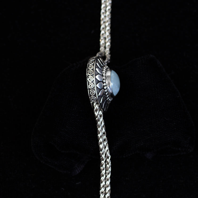 Sterling Silver Rainbow Moonstone Sun Bolo Necklace
