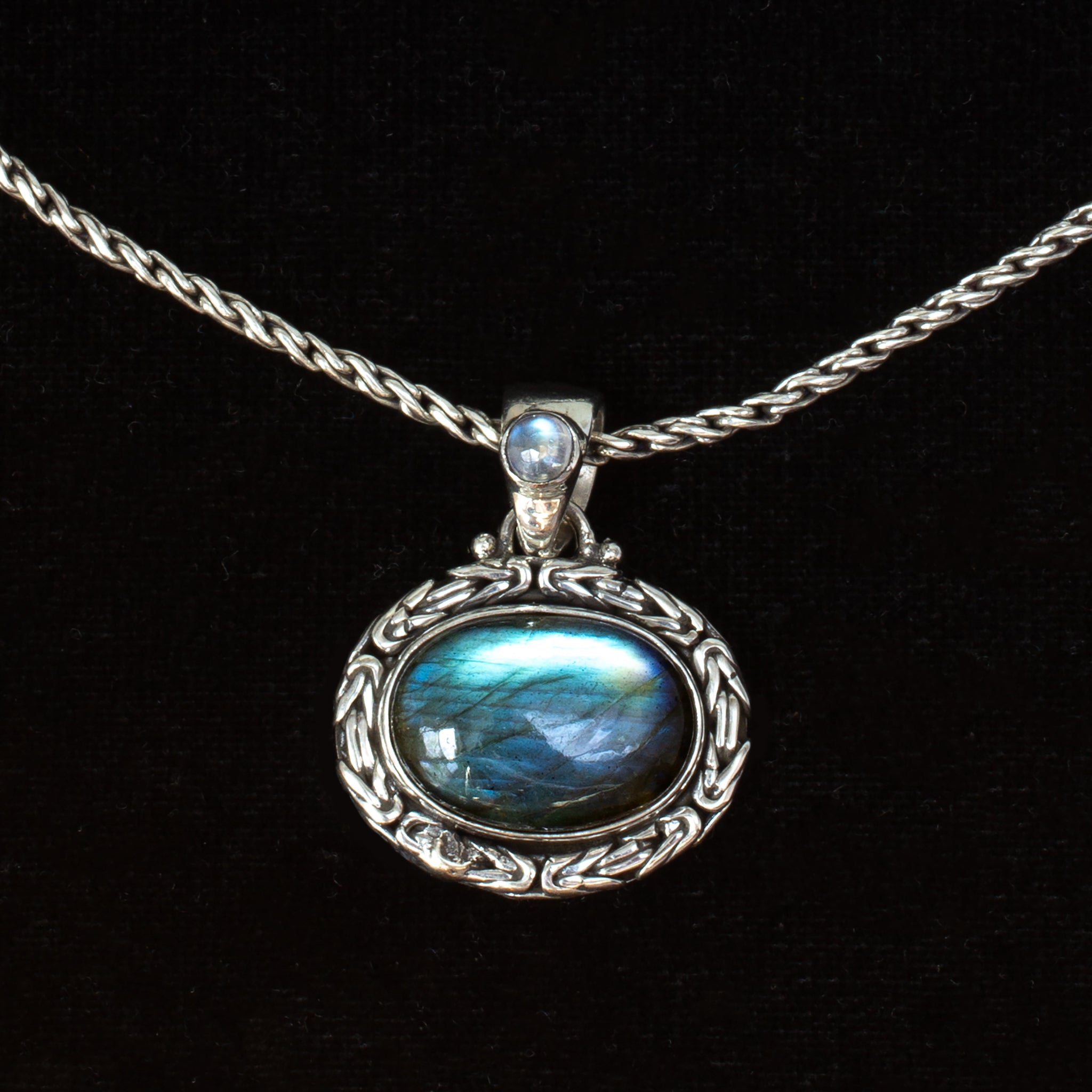 Sterling Silver Labradorite & Rainbow Moonstone Necklace