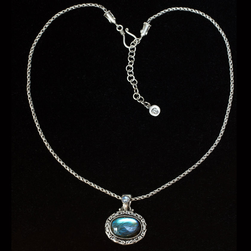 Sterling Silver Labradorite & Rainbow Moonstone Necklace
