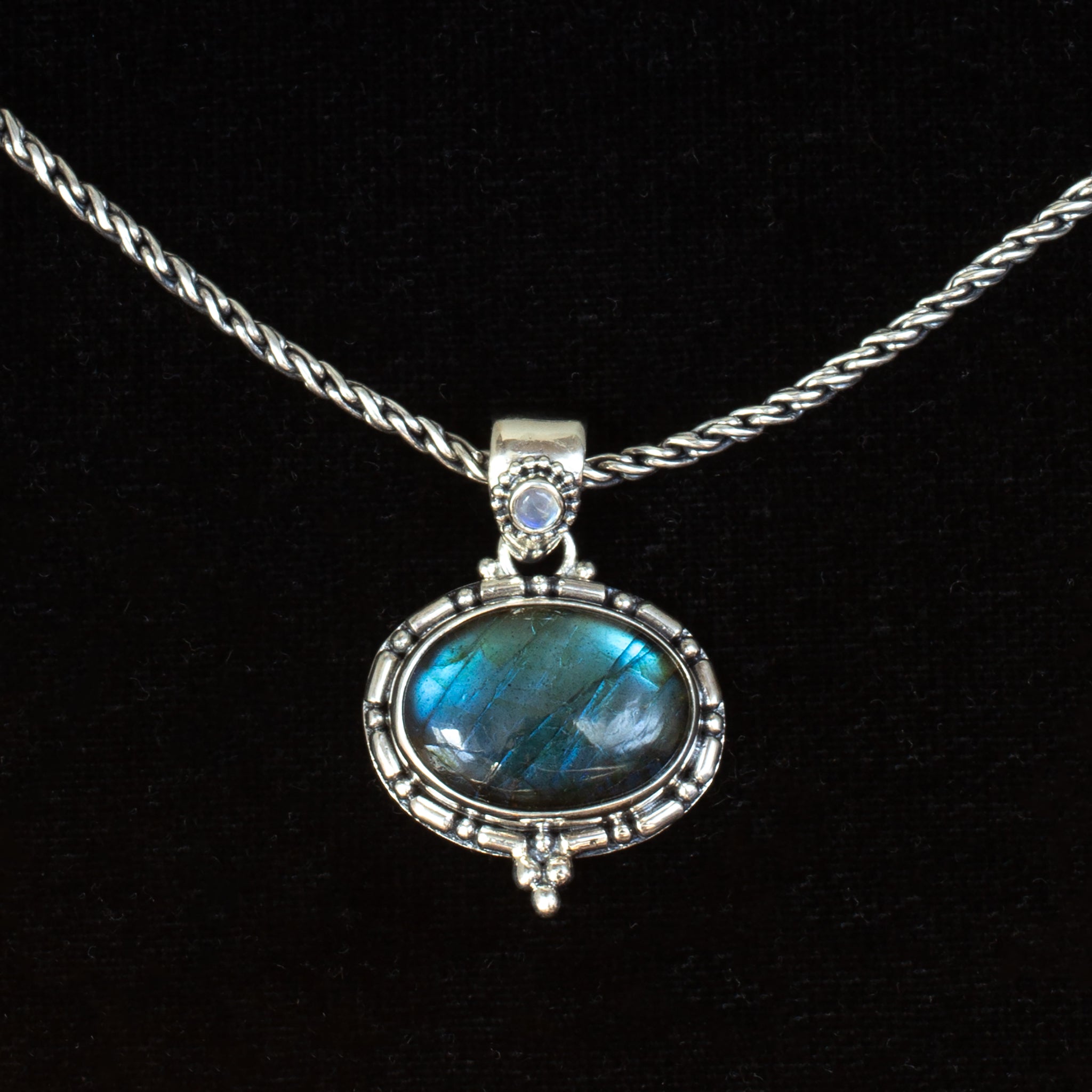 Sterling Silver Labradorite & Rainbow Moonstone Necklace