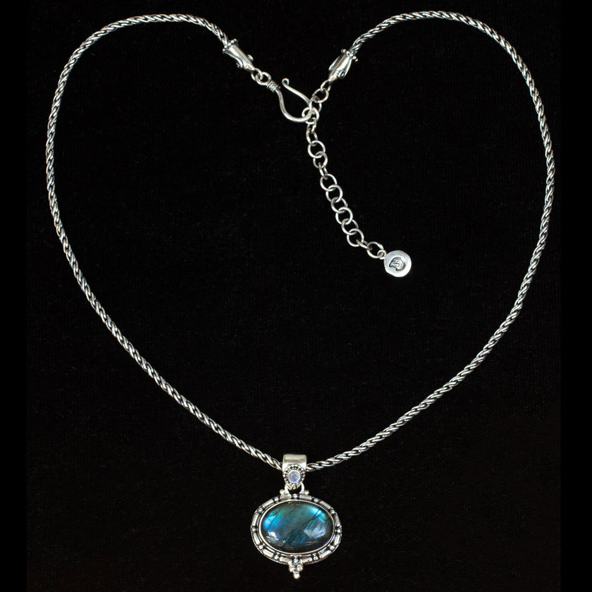 Sterling Silver Labradorite & Rainbow Moonstone Necklace