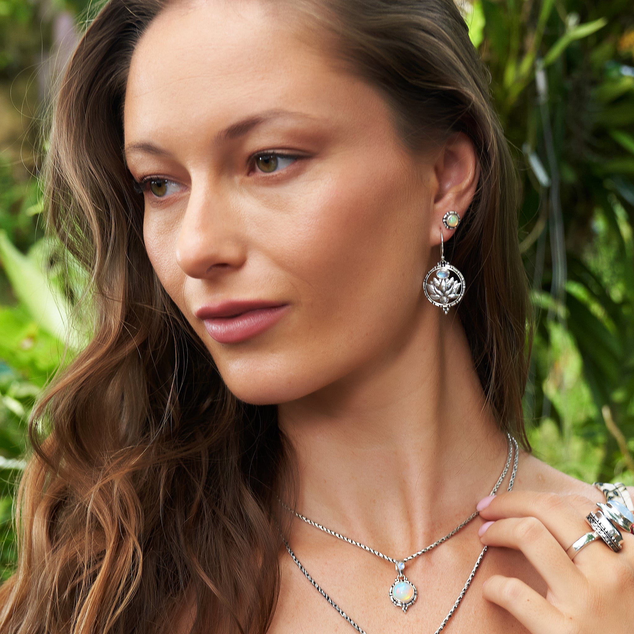 Sterling Silver Rainbow Moonstone & Opal Jewelry