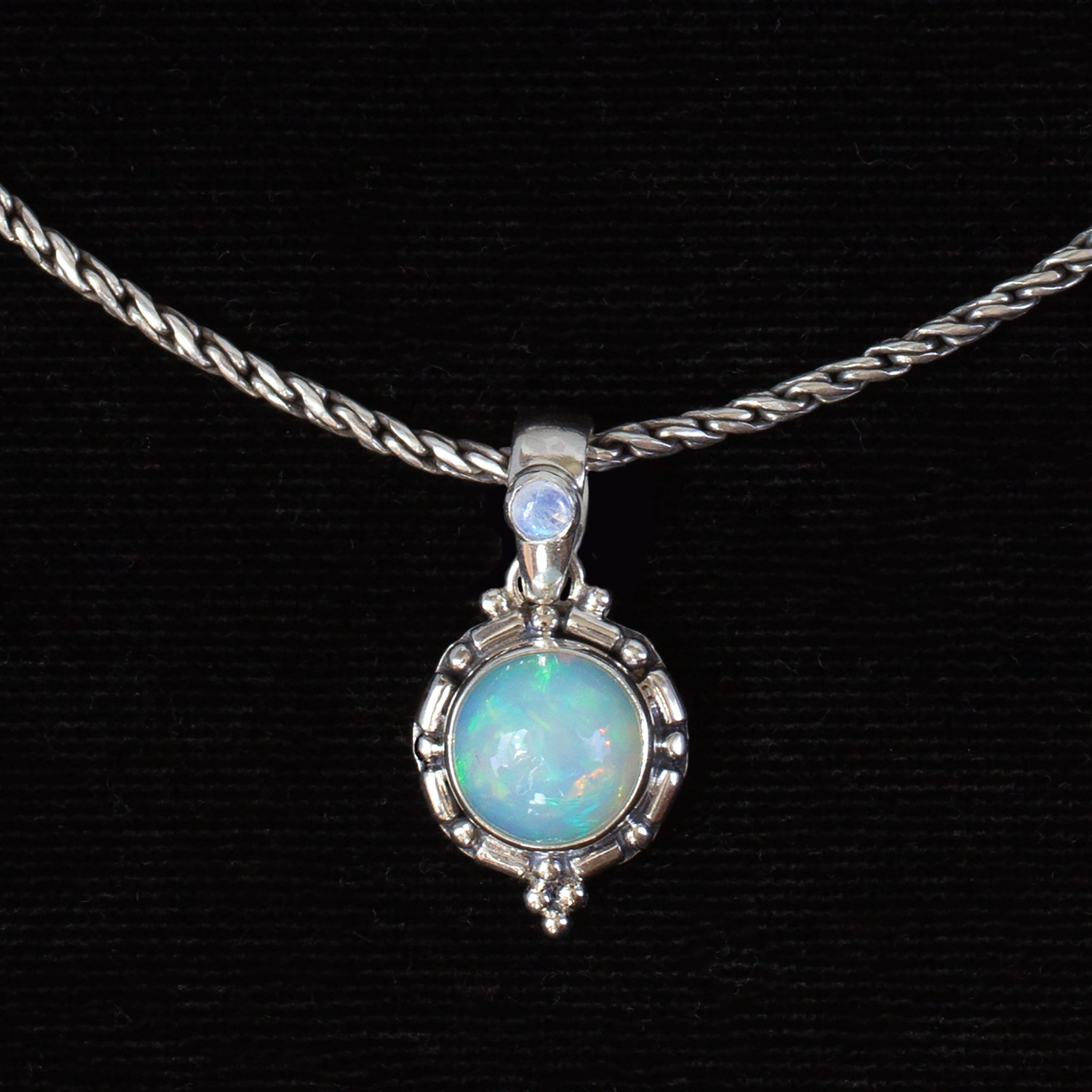 Sterling Silver Opal & Moonstone Necklace