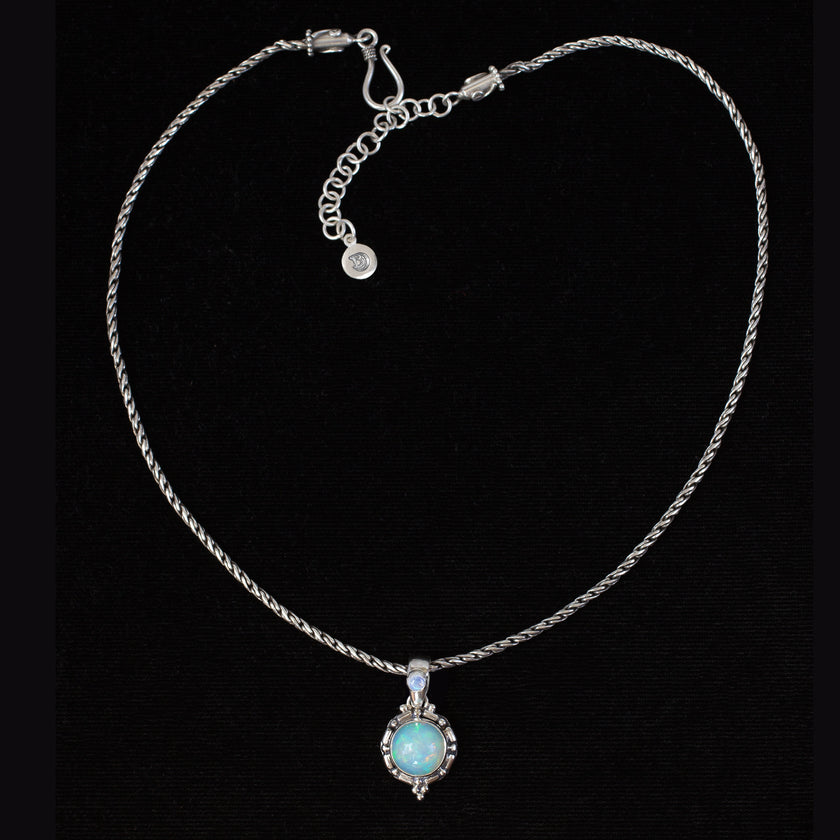 Sterling Silver Opal & Moonstone Necklace