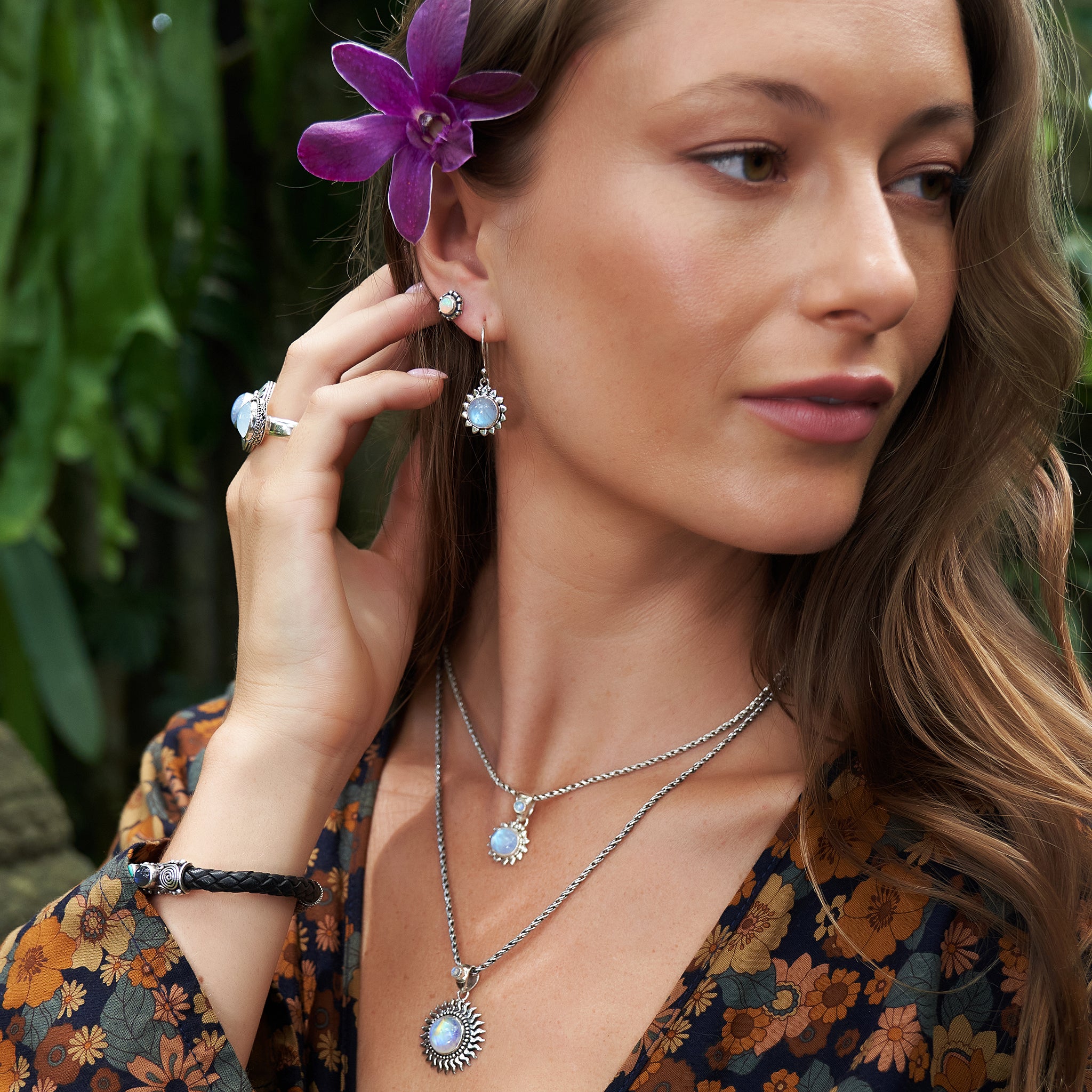 Sterling Silver Rainbow Moonstone Jewelry