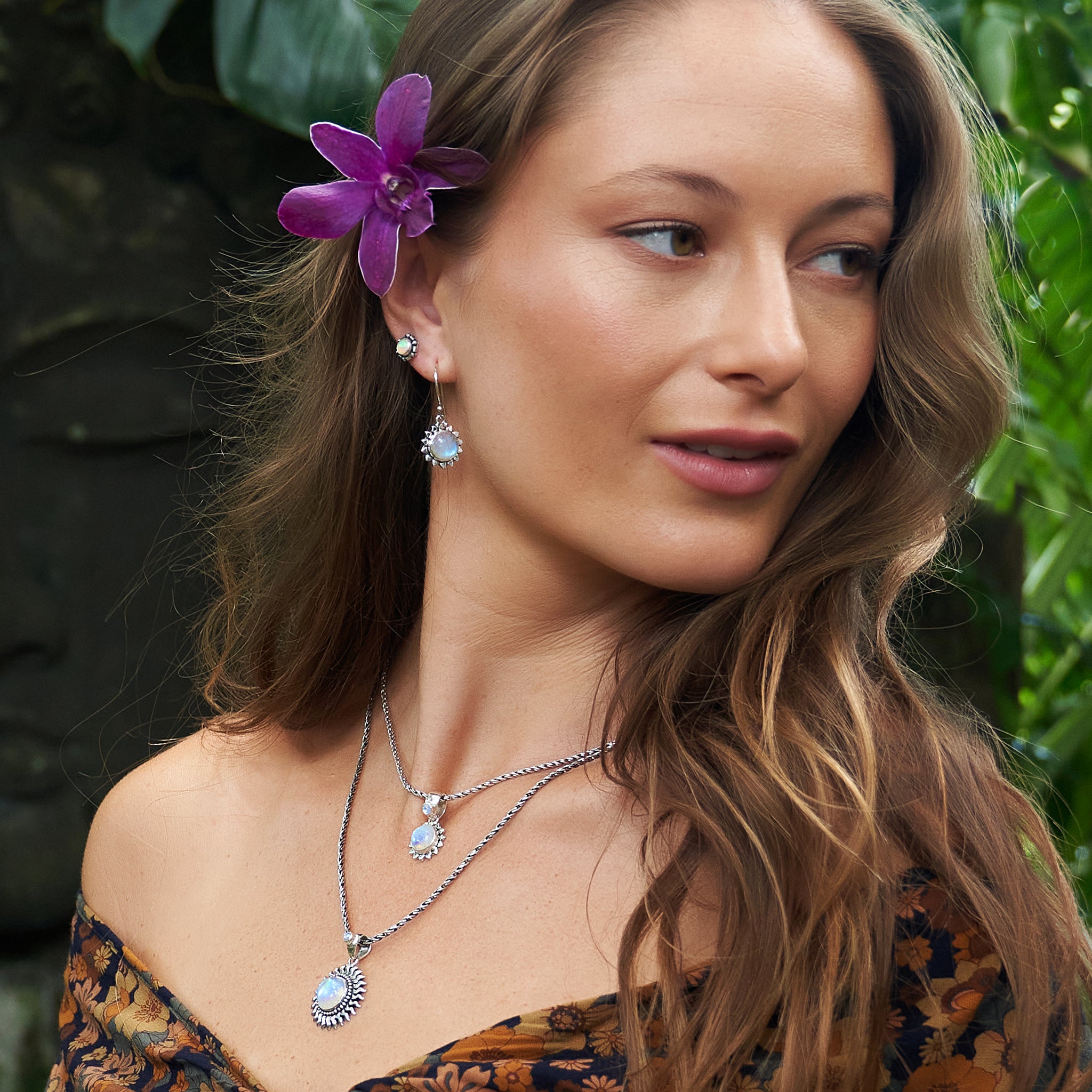 Sterling Silver Rainbow Moonstone Celestial Jewelry