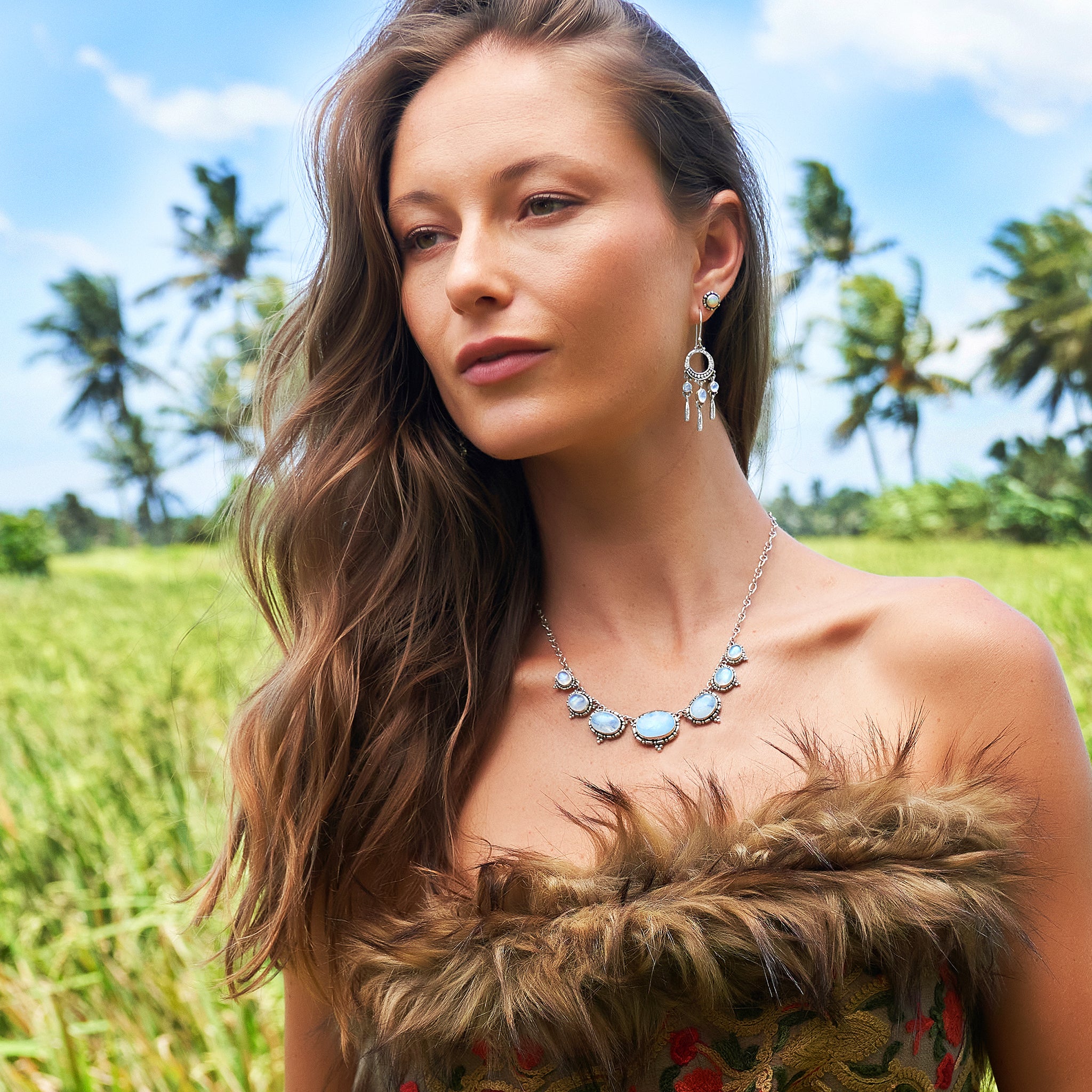 Sterling Silver Rainbow Moonstone Jewelry