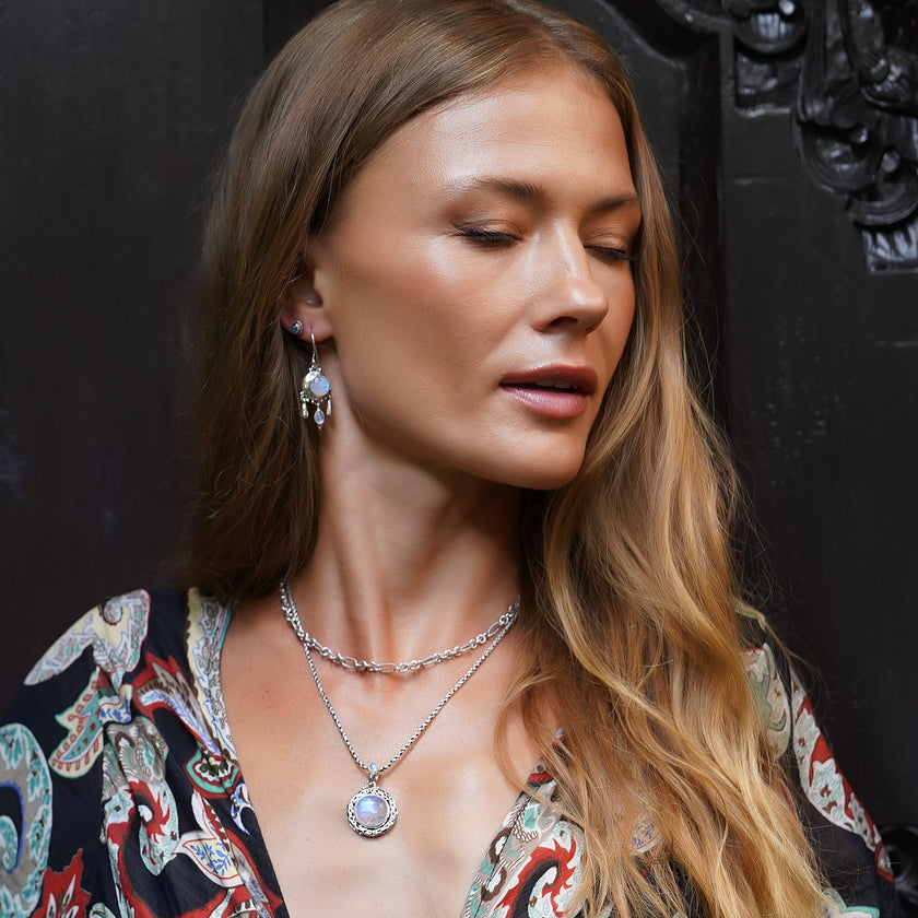 Sterling Silver Rainbow Moonstone Jewelry