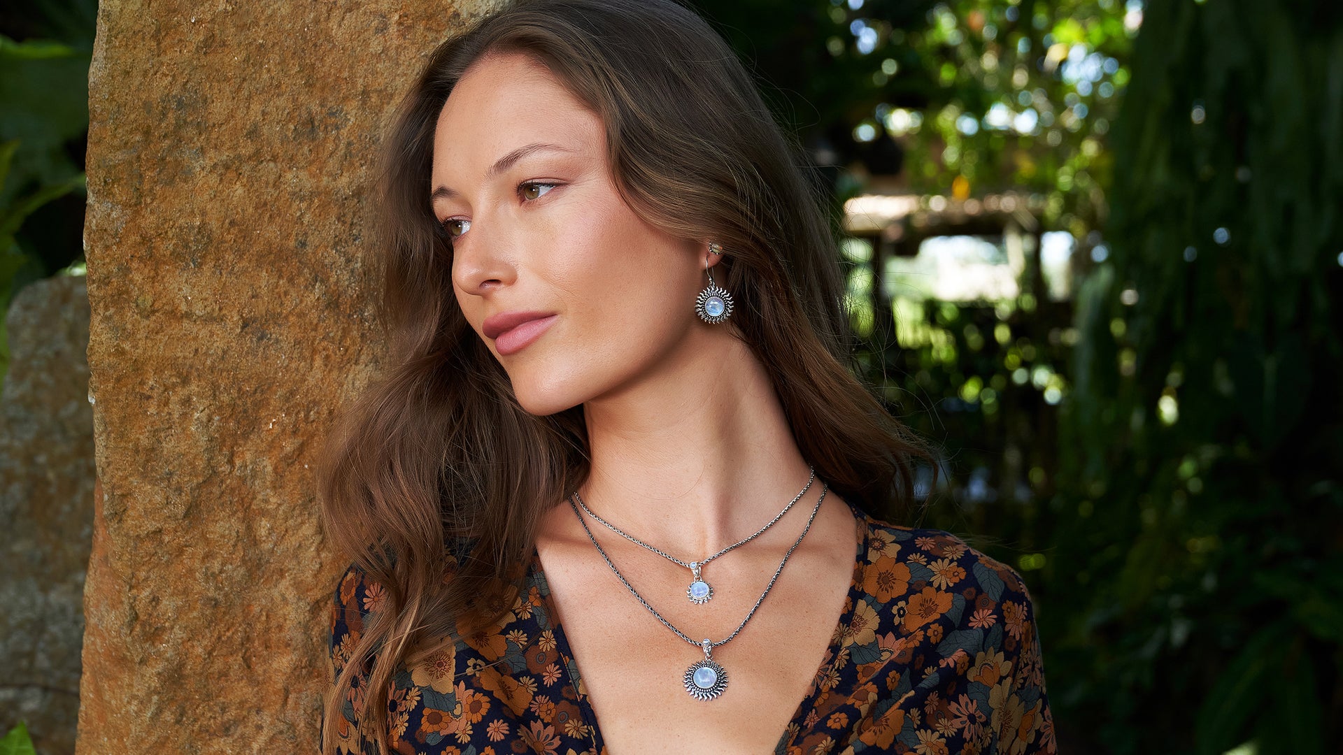 Sterling Silver Rainbow Moonstone Sun Jewelry