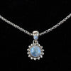 Sterling Silver Rainbow Moonstone Sun Necklace