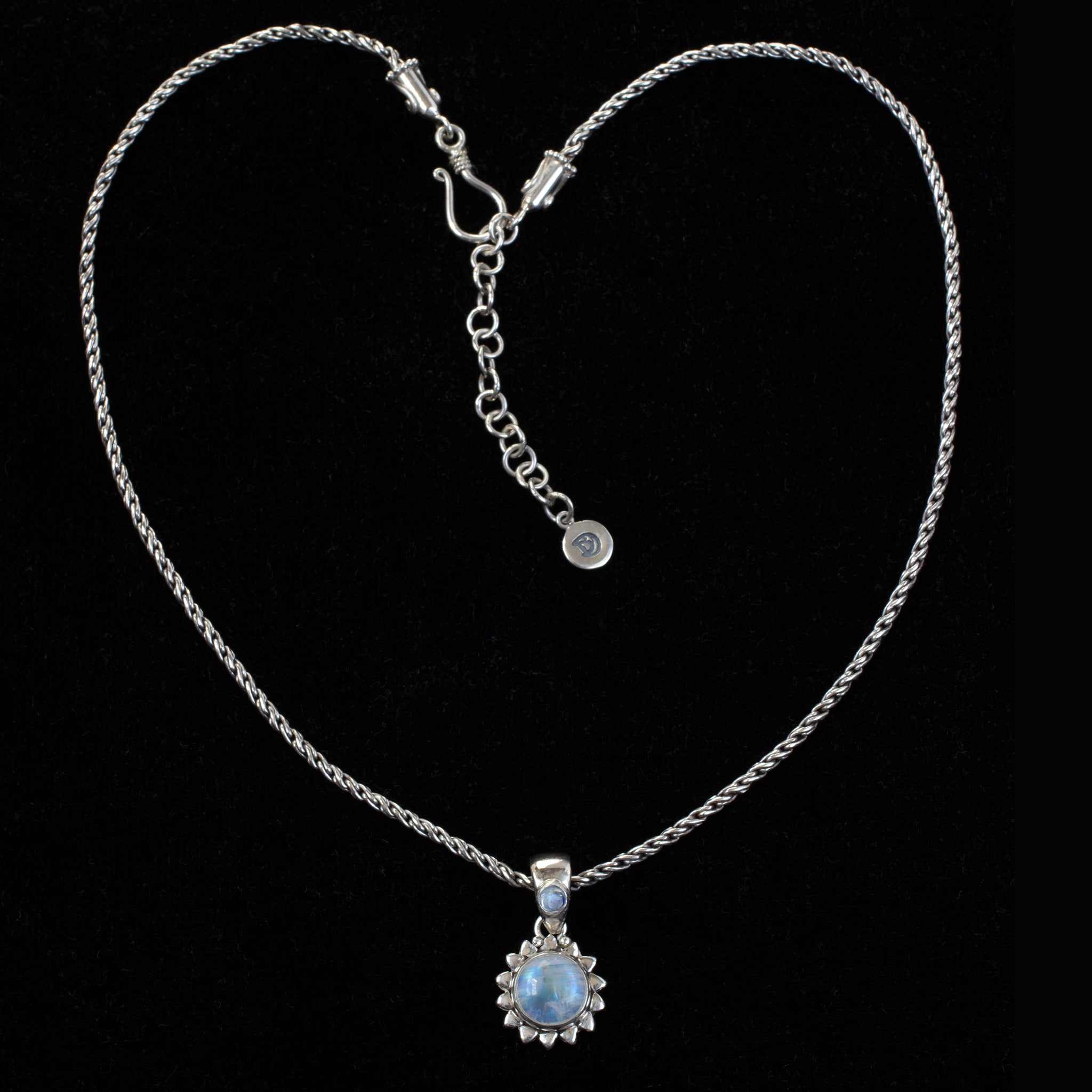 Sterling Silver Rainbow Moonstone Sun Necklace
