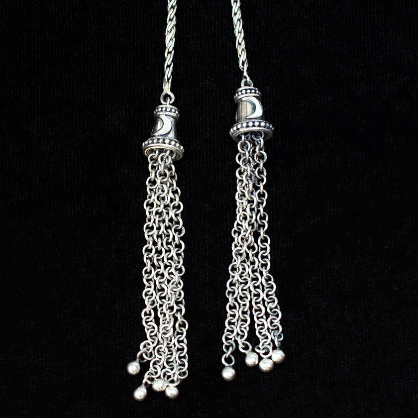 Sterling Silver Bolo Necklace Tassels
