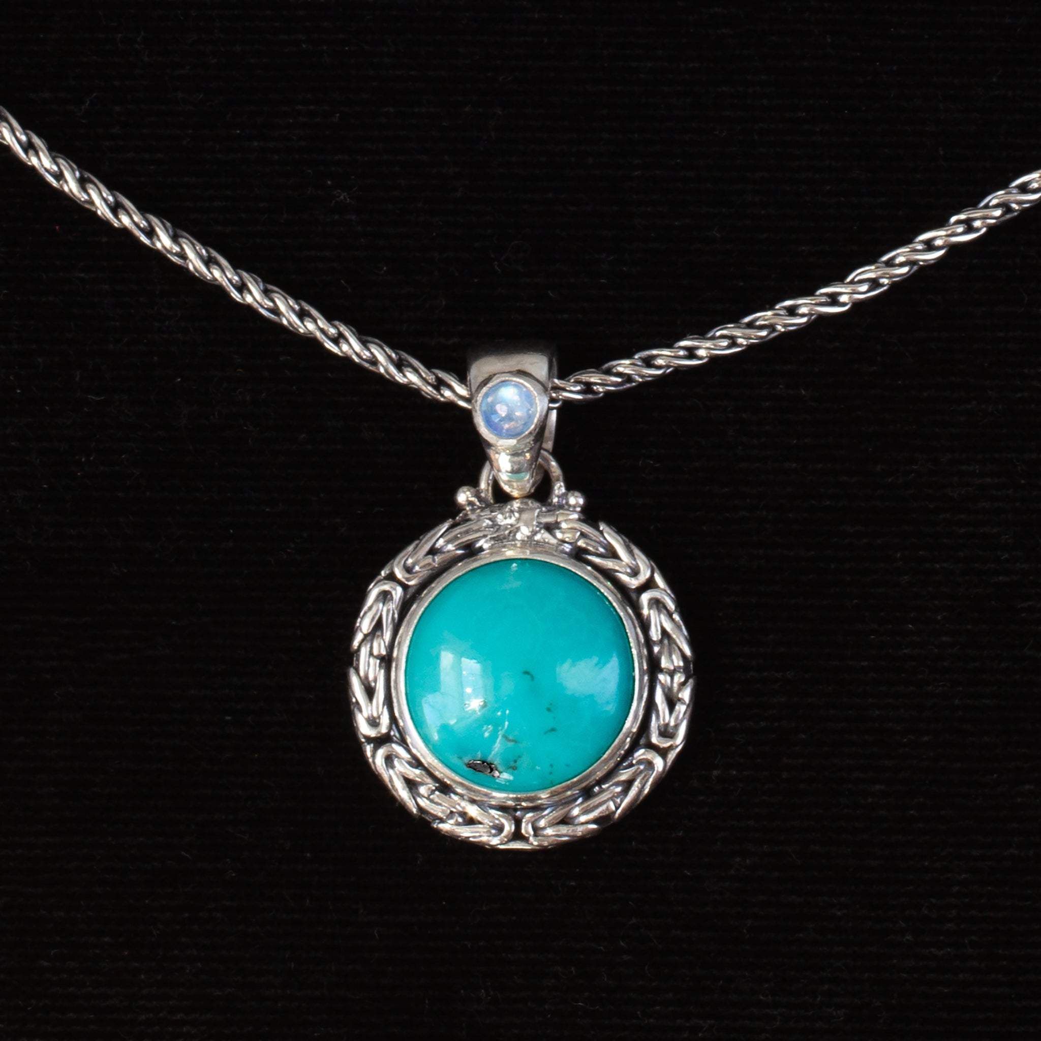 Sterling Silver Turquoise & Rainbow Moonstone Necklace
