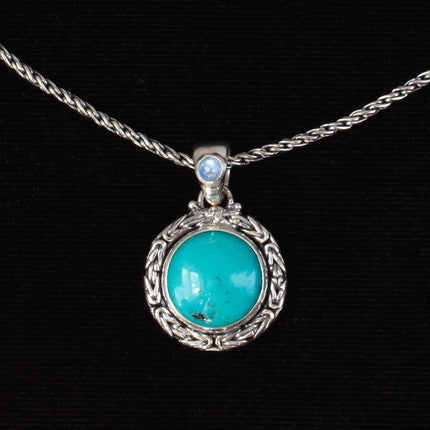 Sterling Silver Turquoise & Rainbow Moonstone Necklace