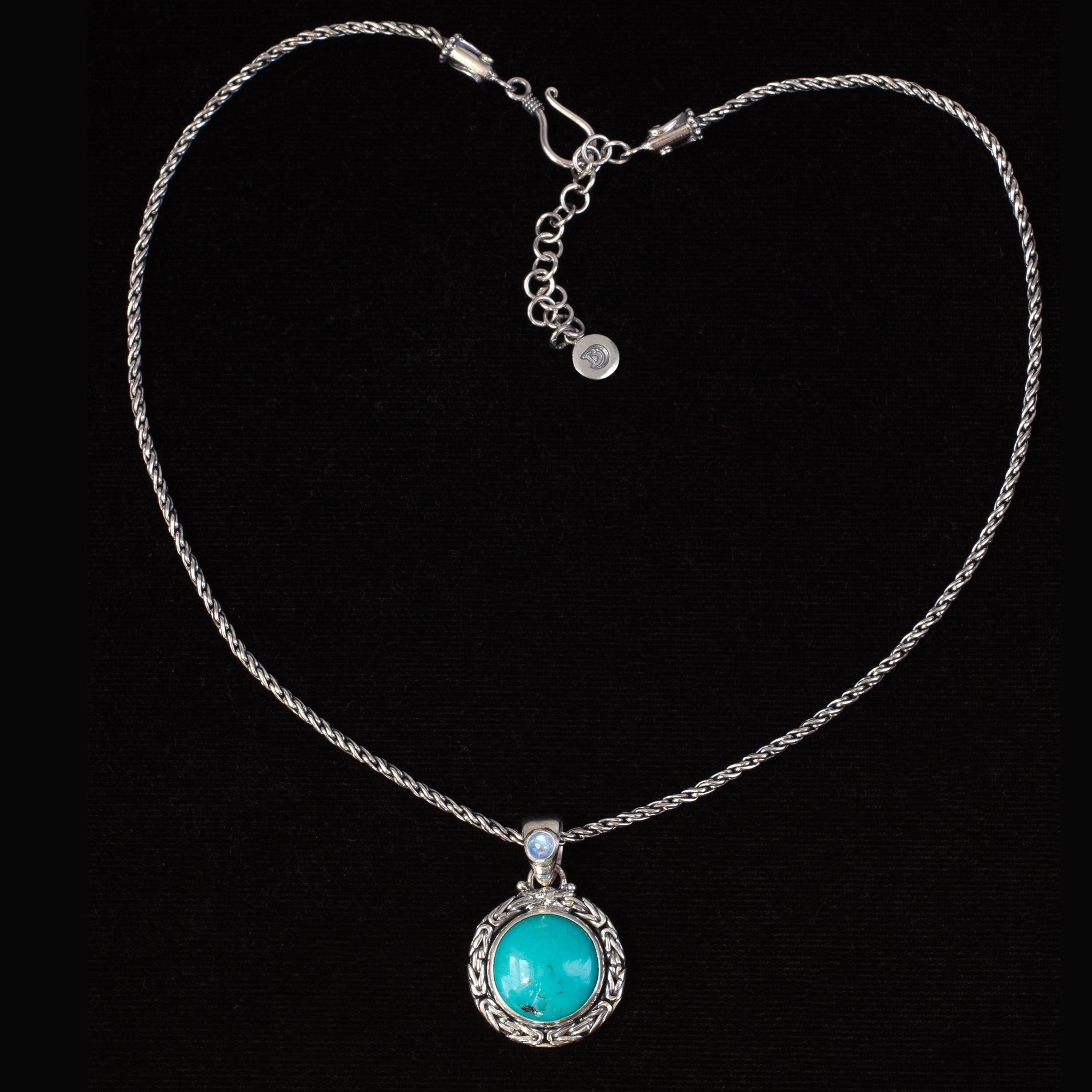 Sterling Silver Turquoise & Rainbow Moonstone Necklace