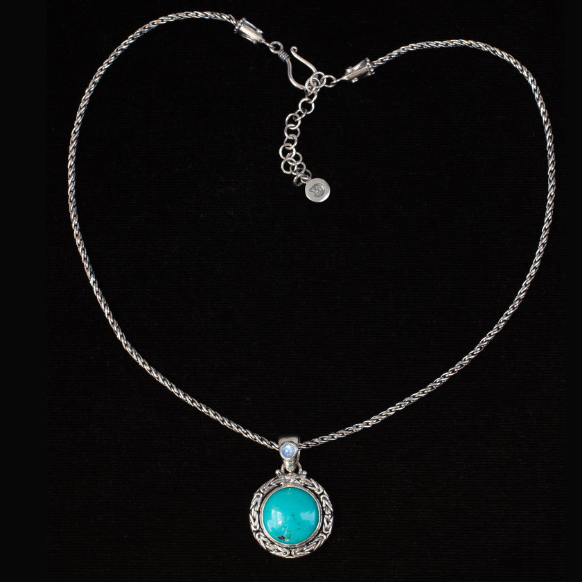Sterling Silver Turquoise & Rainbow Moonstone Necklace