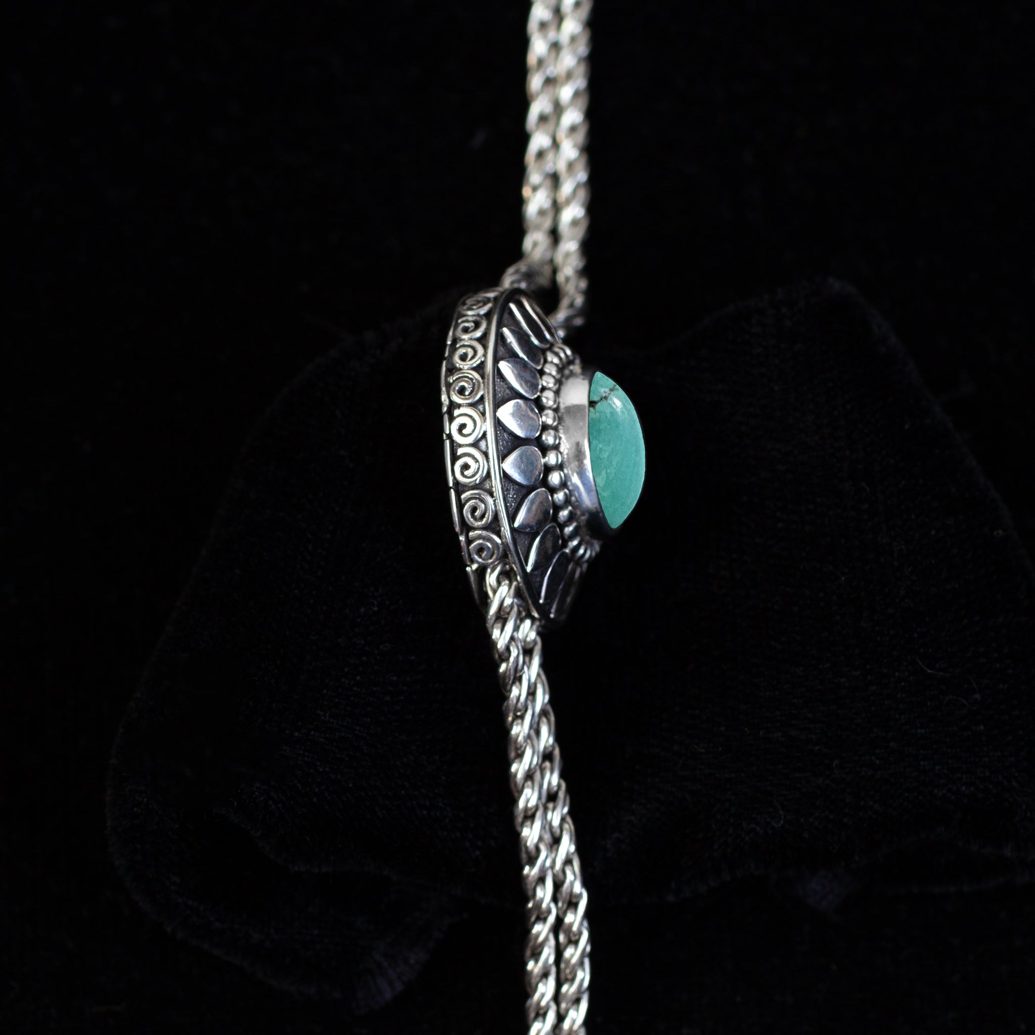 Sterling Silver Turquoise Sun Bolo Necklace
