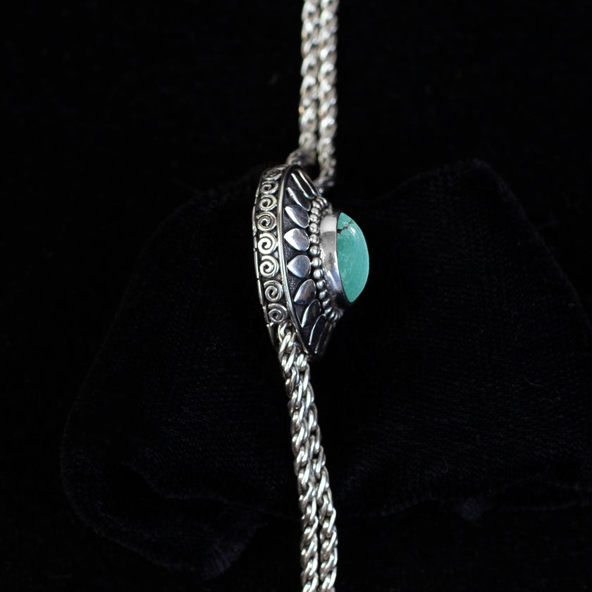 Sterling Silver Turquoise Sun Bolo Necklace