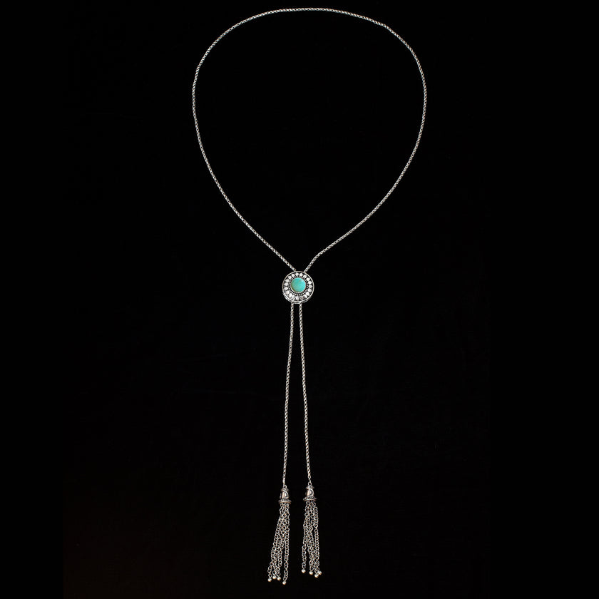 Sterling Silver Turquoise Sun Bolo Necklace