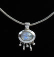 Sterling Silver Rainbow Moonstone Dangle Necklace