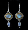 Sterling Silver & Gold Rainbow Moonstone Earrings